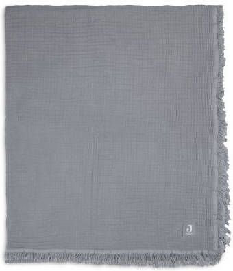 Jollein Ledikant Deken Muslin Fringe Storm Grey 120 x 120 cm