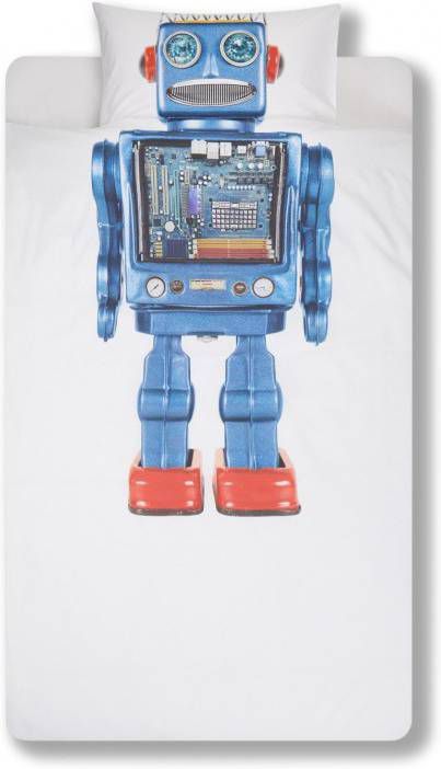 Snurk Robot dekbedovertrekset van katoen 160TC inclusief kussenslopen