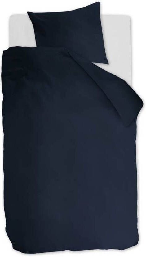 Ambiante Cotton Uni Dekbedovertrek 1 persoons(140x200/220 Cm + 1 Sloop) Katoen Dark Blue