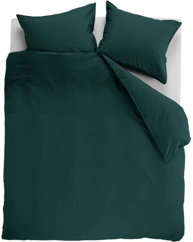 Ambiante Cotton Uni Dekbedovertrek 2 persoons(200x200/220 Cm + 2 Slopen) Katoen Dark Green
