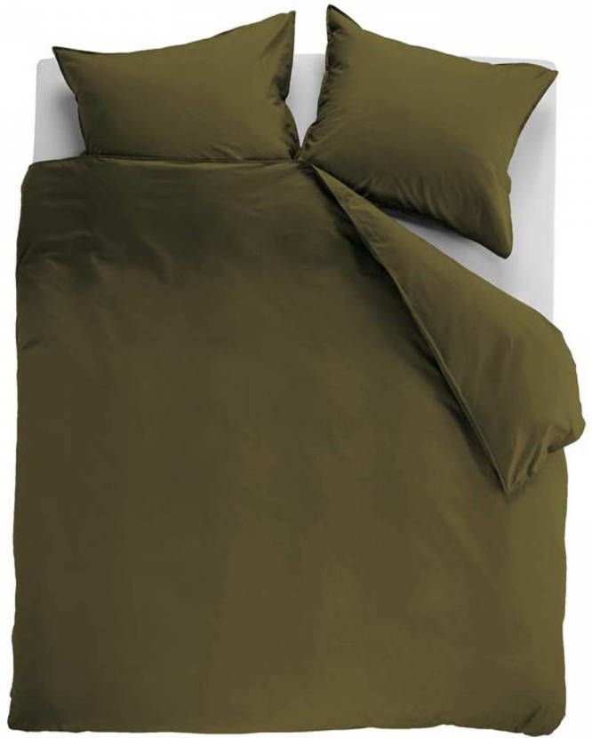 Ambiante Cotton Uni Dekbedovertrek 2 persoons(200x200/220 Cm + 2 Slopen) Katoen Olive Green