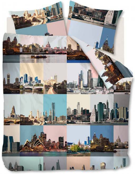 Ambiante dekbedovertrek City Fragments roze 200x200/220 cm Leen Bakker