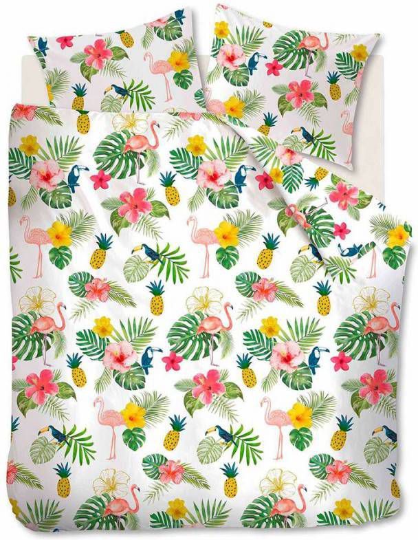 Ambiante dekbedovertrek Tropical Flamingo multikleur 240x200/220 cm A Leen Bakker