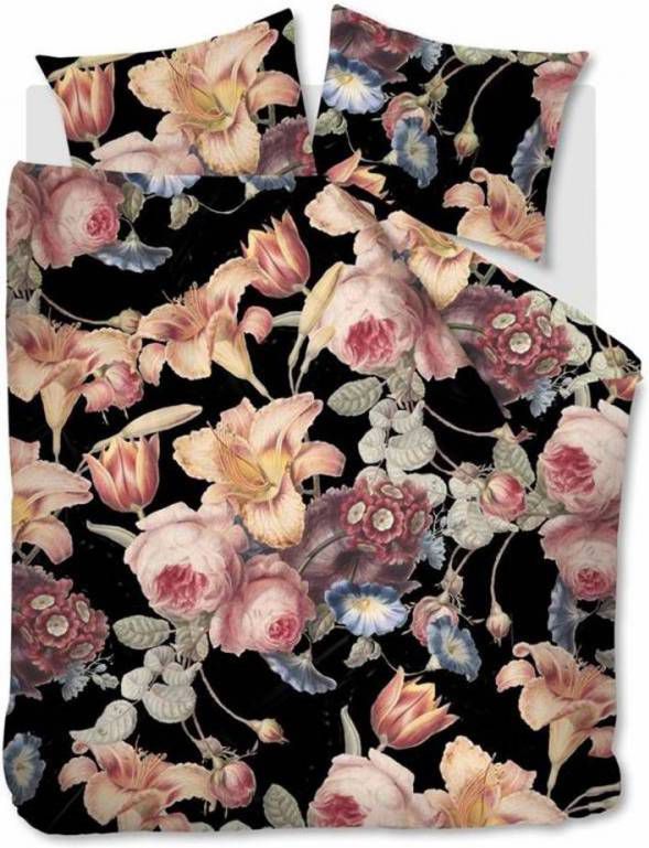 Ambiante Geertje Dekbedovertrek 100% Katoen 2-persoons (200x200/220 Cm + 2 Slopen) 2 Stuks (60x70 Cm) Zwart