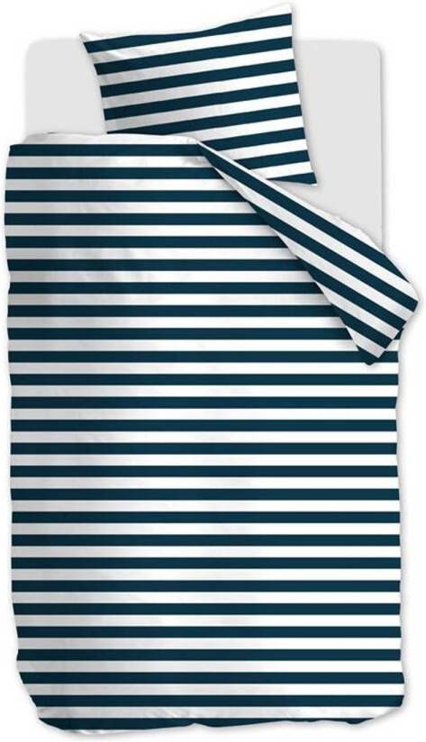 Ambiante Orsin Dekbedovertrek 1 persoons(140x200/220 Cm + 1 Sloop) Katoen Satijn Dark Blue