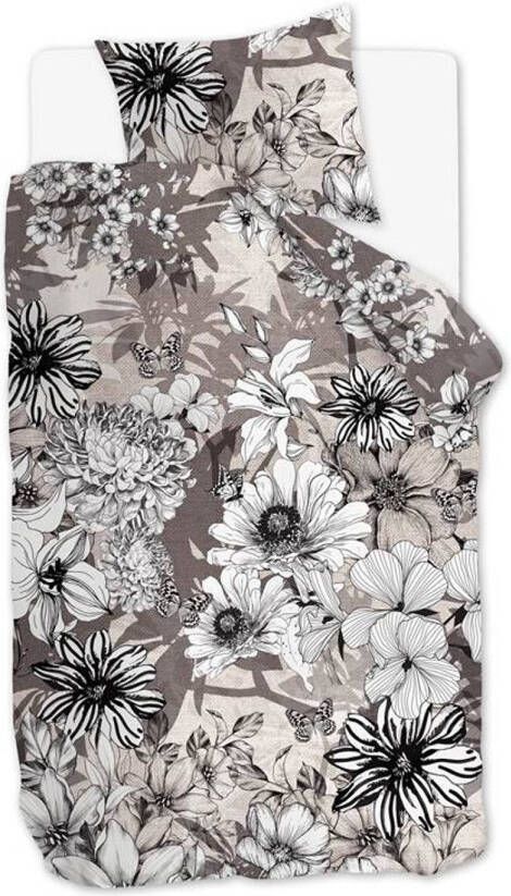 Beddinghouse Black Garden Dekbedovertrek 1 persoons(140x200/220 Cm + 1 Sloop) Katoen Naturel