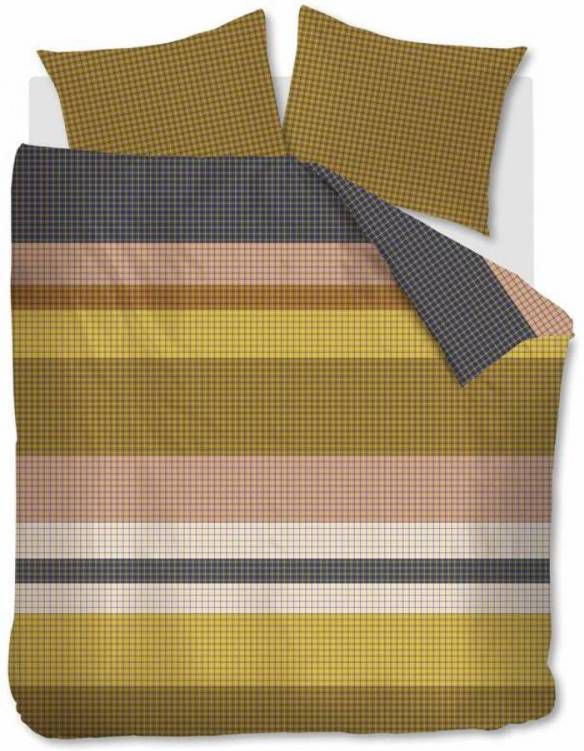 Beddinghouse Grid Stripe Dekbedovertrek Lits jumeaux(240x200/220 Cm + 2 Slopen) Katoen Satijn Gold