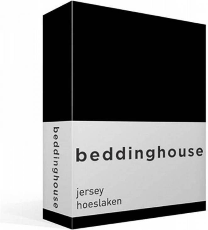 Beddinghouse Jersey Hoeslaken 100% Gebreide Jersey Katoen Lits jumeaux(180x200/220 Cm) Black