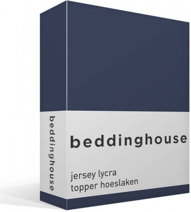 Beddinghouse Jersey Lycra Topper Hoeslaken 95% Gebreide Katoen 5% Lycra Lits jumeaux(180/200x200/220 Cm) Indigo