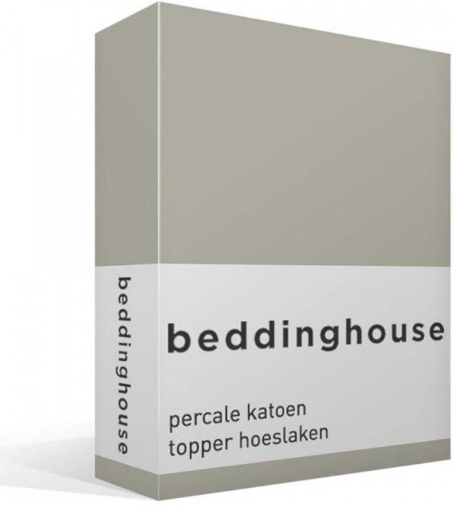 Beddinghouse Percale Katoen Topper Hoeslaken 100% Percale Katoen Lits jumeaux(160x200 Cm) Sand