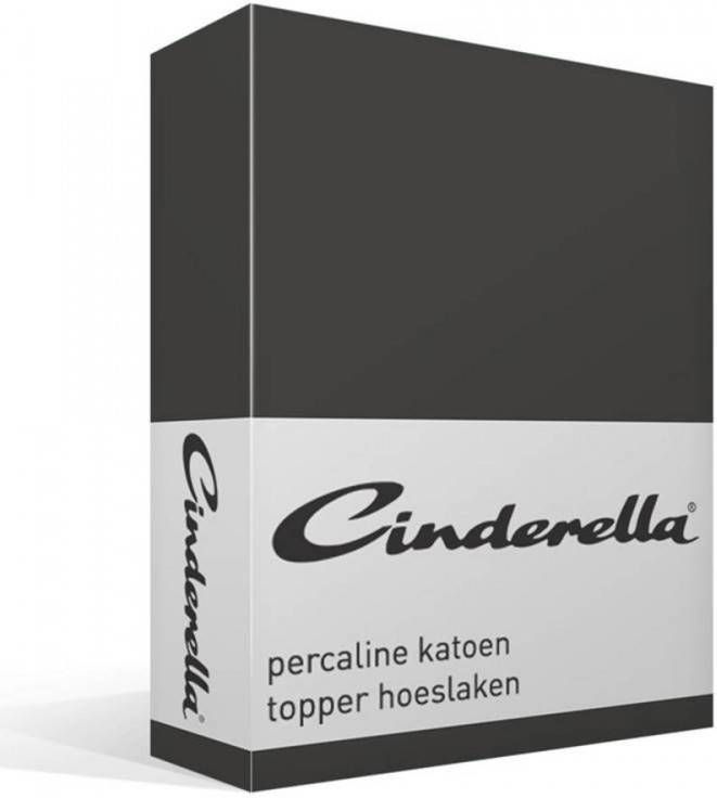 Cinderella Basic Percaline Katoen Topper Hoeslaken 100% Percaline Katoen Lits jumeaux(180x200 Cm) Anthracite