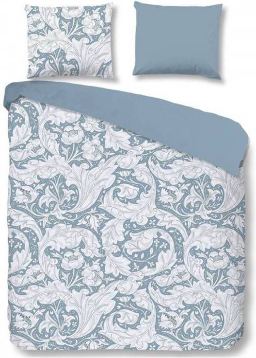 Descanso Birza Dekbedovertrek 100% Katoen satijn Lits jumeaux(240x200/220 Cm + 2 Slopen) Blauw