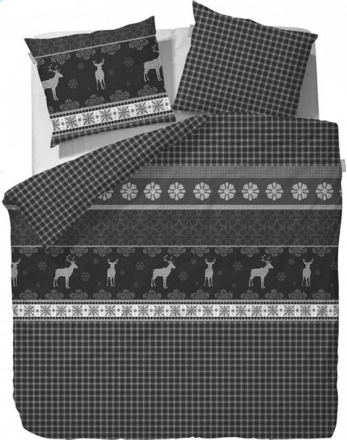 Essenza Dekbedovertrek Katoen Flanel Snowflake Grijs/wit