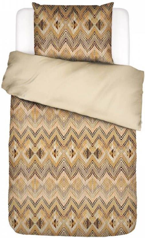Essenza Fabienne Dekbedovertrek 1 persoons(140x200/220 Cm + 1 Sloop) Katoen Satijn Biscuit
