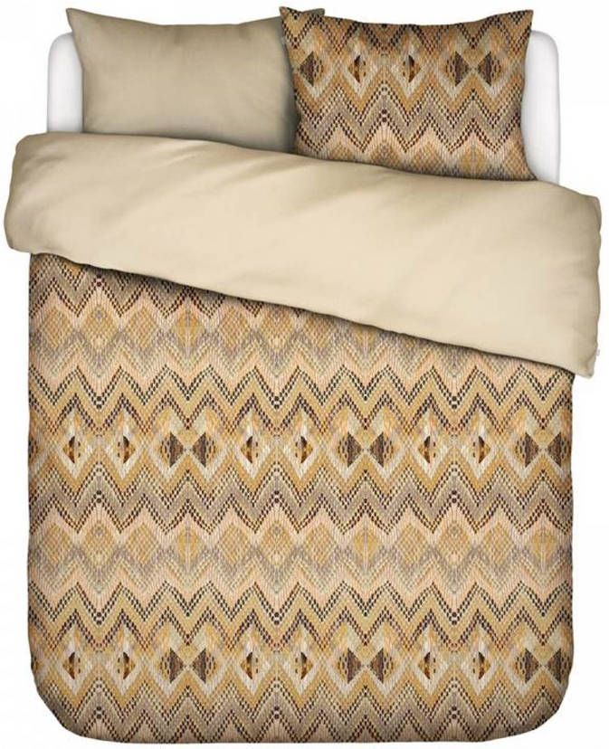 Essenza Fabienne Dekbedovertrek 2 persoons(200x200/220 Cm + 2 Slopen) Katoen Satijn Biscuit