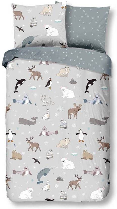 Good Morning Arctic Flanel Dekbedovertrek Flanel/Katoen 1 persoons(140x200/220 Cm + 1 Sloop) Grijs