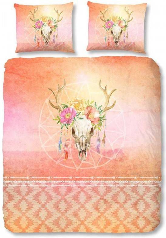 Good Morning dekbedovertrek Skully oranje 140x200/220 cm Leen Bakker