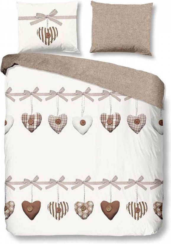 Good Morning Hearts Dekbedovertrek 1-persoons (140x200/220 Cm + 1 Sloop) Katoen Zand