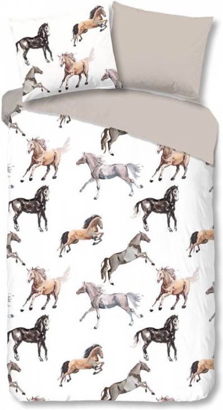 Good Morning Horsie Dekbedovertrek Katoen 1-persoons (140x200/220 Cm + 1 Sloop) White