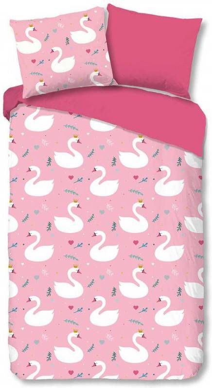 Good Morning kinderdekbedovertrek Whisper roze 140x200/220 cm Leen Bakker