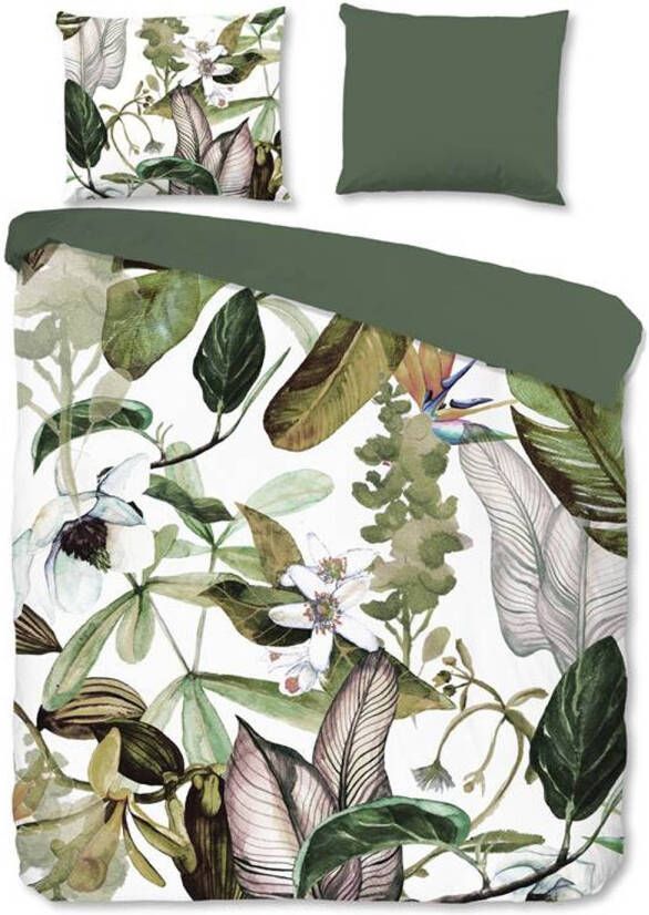 Good Morning Leaves Flanel Dekbedovertrek Lits jumeaux(240x200/220 Cm + 2 Slopen) Flanel Groen