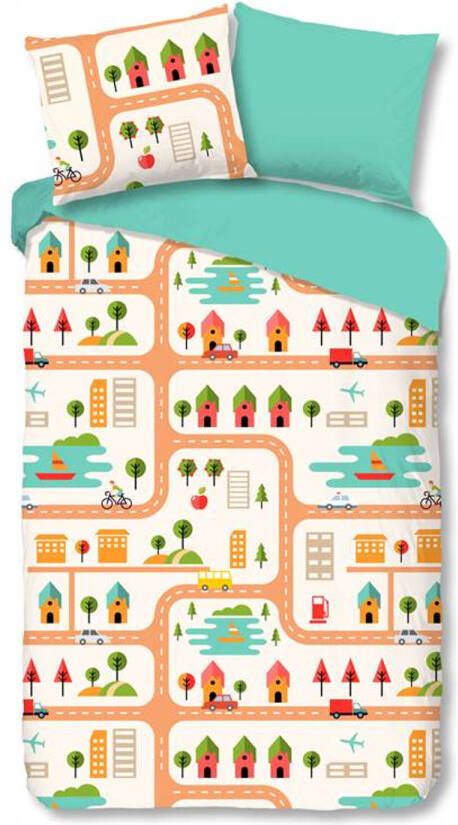 Good Morning Roadmap Dekbedovertrek Katoen 1 persoons(140x200/220 Cm + 1 Sloop) Multi