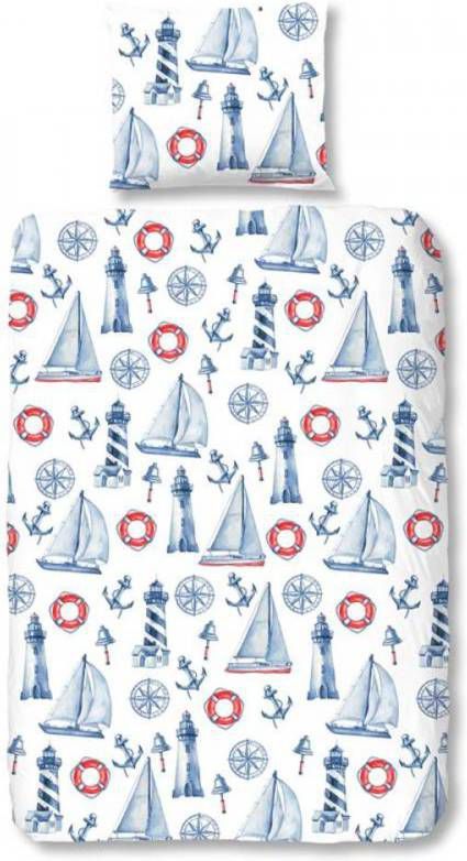 Good Morning Rosi Dekbedovertrek 100% Katoen 1 persoons(140x200/220 Cm + 1 Sloop) 1 Stuk(60x70 Cm) Blauw