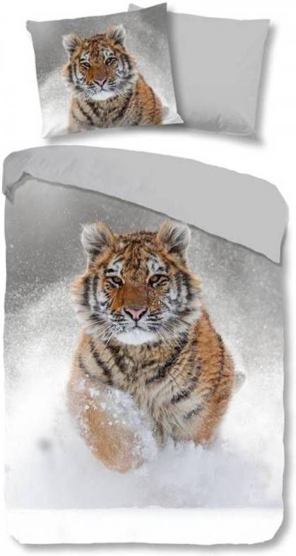 Good Morning Snow Tiger Flanel Dekbedovertrek 1 persoons(140x200/220 Cm + 1 Sloop )