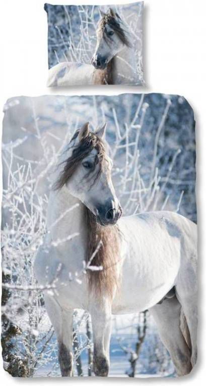 Good Morning kinderdekbedovertrek Flanel White Horse multikleur 140x200 cm Leen Bakker