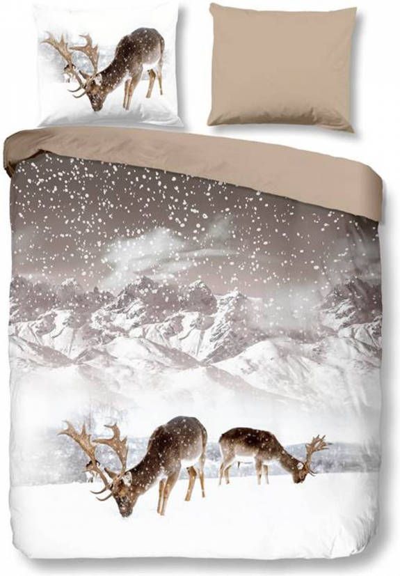 Good Morning Winter Flanel Dekbedovertrek 2 persoons(200x200/220 Cm + 2 Slopen) Flanel Zand