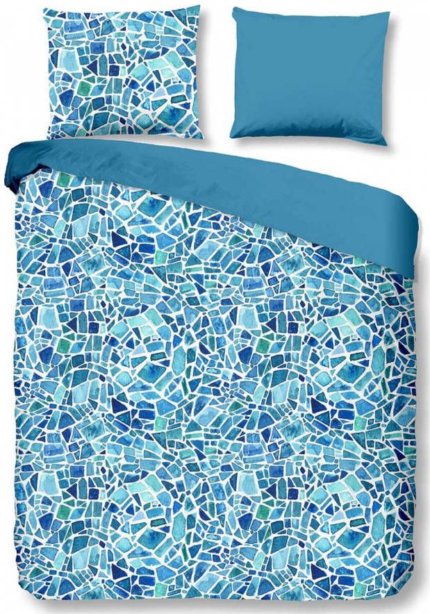 Good Morning dekbedovertrek Mozaik blauw 240x200/220 cm Leen Bakker