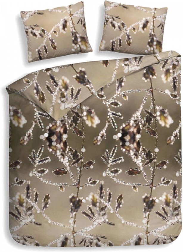 Heckett & Lane Flanel Dekbedovertrek Isabelle Taupe Lits jumeaux Xl 260x200/220 Cm