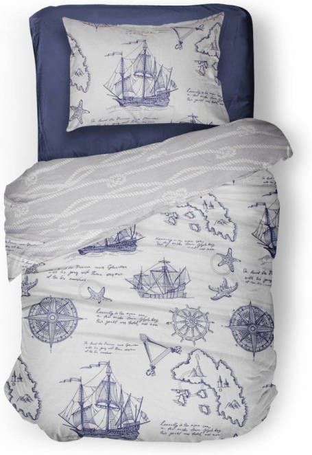Linnick Kinder Dekbedovertrek 100% Katoen Sailor Navy/white 140x200cm