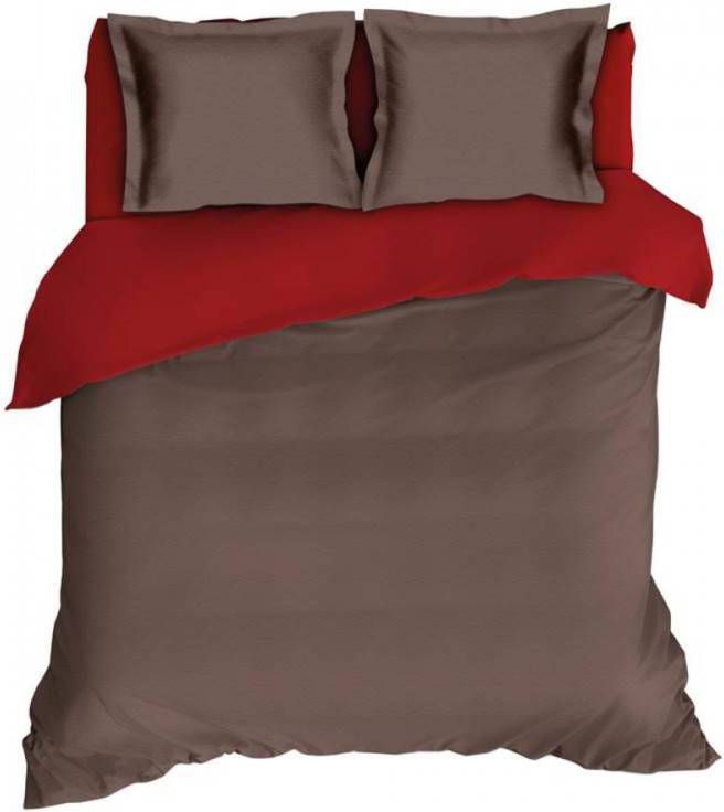 Romanette Comtesse Flanel Dekbedovertrek Lits jumeaux(270x200/220 Cm + 2 Slopen) Flanel Bruin/rood