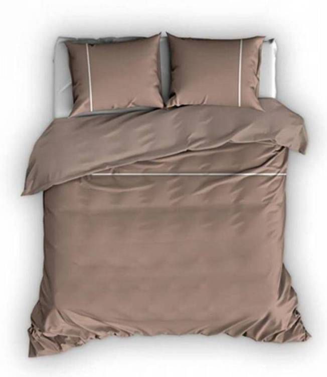 Romanette Duchesse Flanel Dekbedovertrek Lits jumeaux(270x200/220 Cm + 2 Slopen) Flanel Taupe/wit