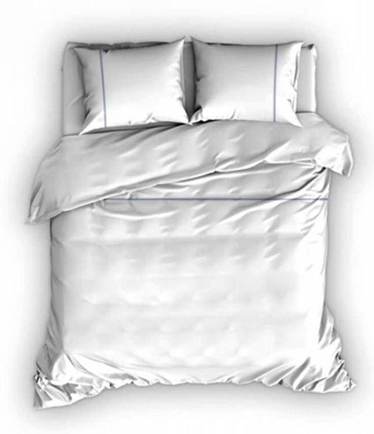 Romanette Duchesse Flanel Dekbedovertrek Lits jumeaux(270x200/220 Cm + 2 Slopen) Flanel Wit/blue