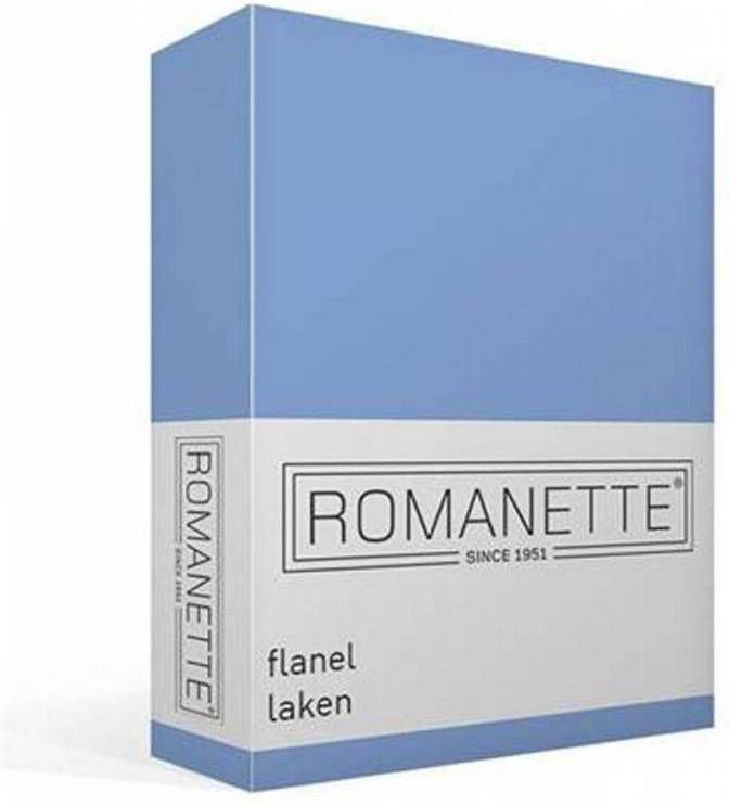 Romanette Flanel Laken 100% Geruwde Flanel katoen Lits jumeaux(240x260 Cm) Blauw