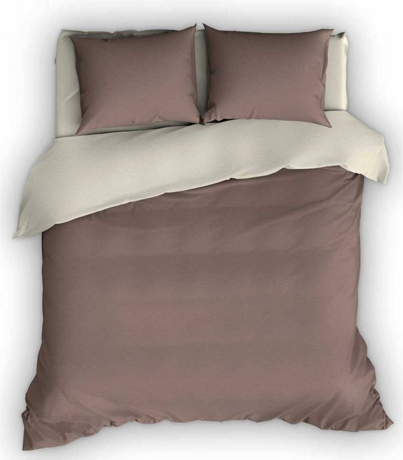 Romanette Flanellen Dekbedovertrek Comtesse Taupe/ivoor 240 X 200/220 Cm