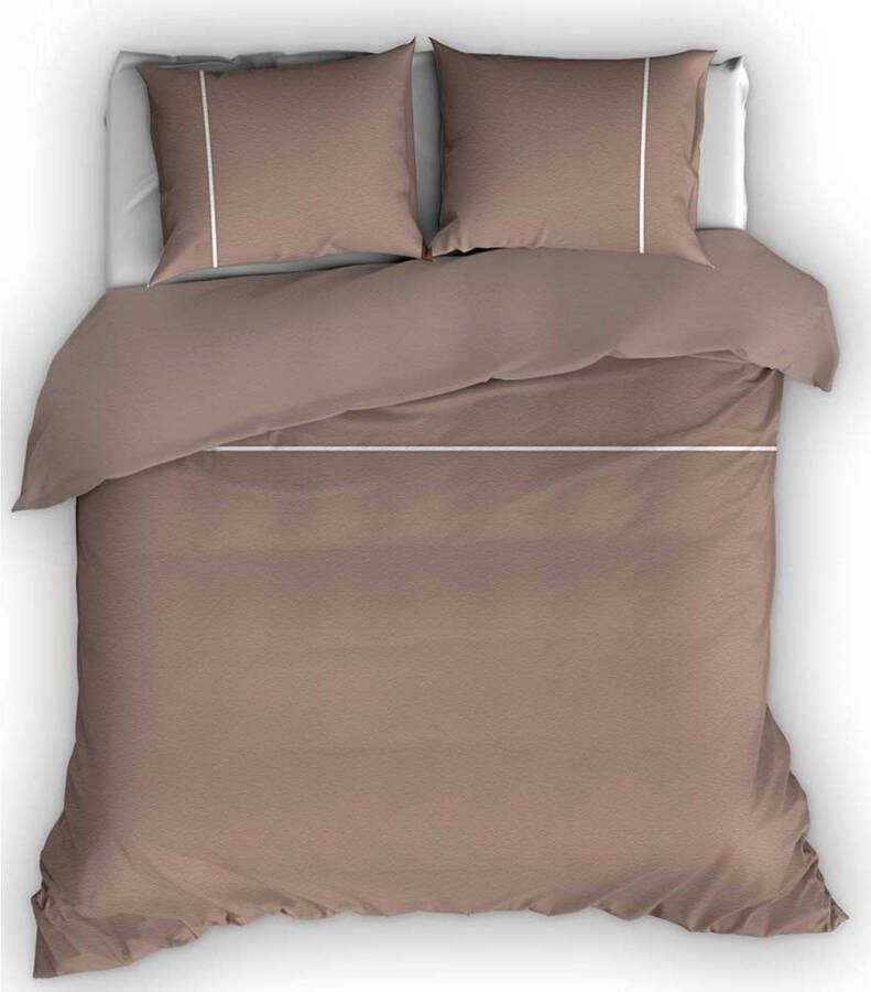 Romanette Flanellen Dekbedovertrek Duchesse Taupe/wit 140 X 200/220 Cm