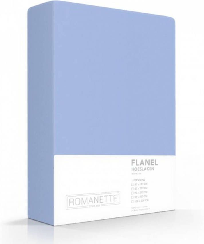 Romanette flanel hoeslaken Lits-jumeaux (180x200 cm) Blauw