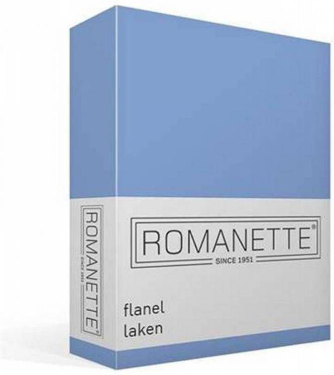 Romanette Flanellen Laken 100% Geruwde Flanel katoen 1 persoons(150x250 Cm) Blauw