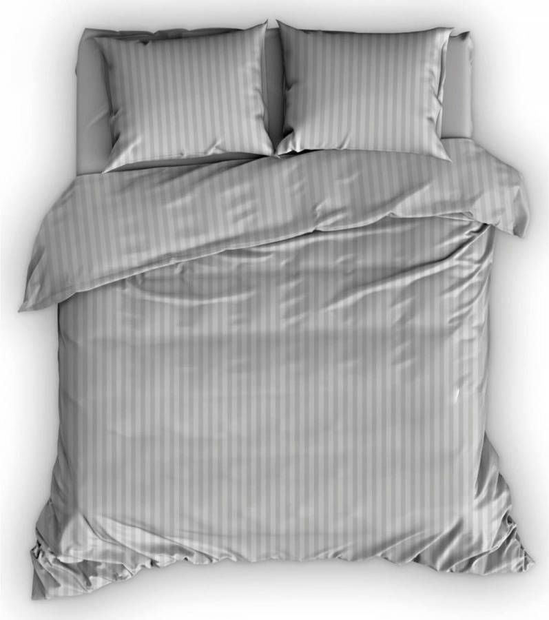Satin D'or Satin D&apos, or Dekbedovertrek Streep Silver 200x200/220