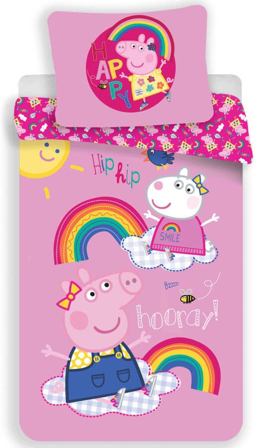 SimbaShop Peppa Pig Hooray Dekbedovertrek Eenpersoons 140 X 200 Cm Roze