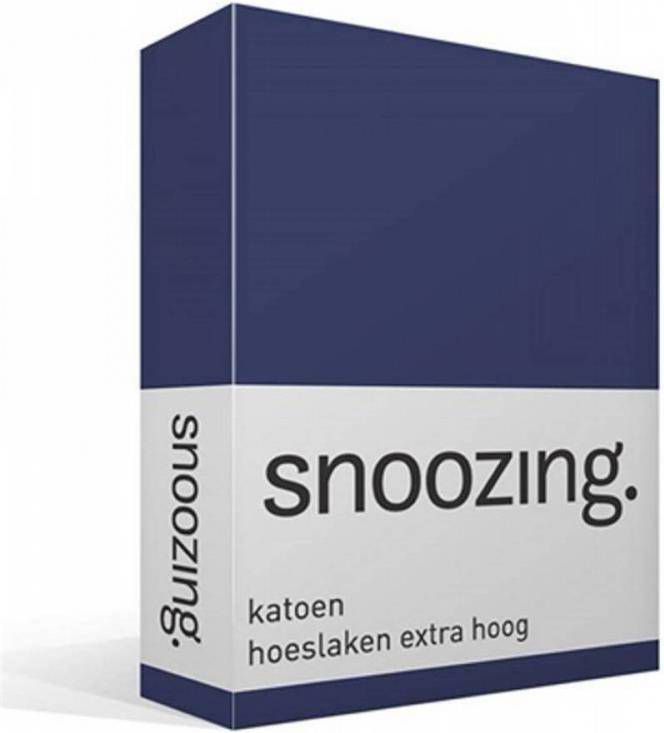 Snoozing Katoen Extra Hoog Hoeslaken 100x200 Navy