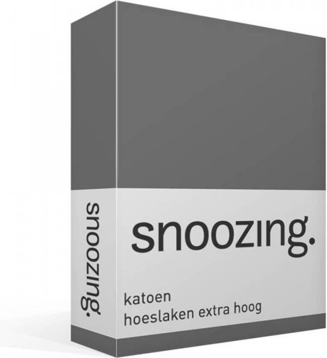Snoozing Katoen Extra Hoog Hoeslaken 100x220 Cm Antraciet