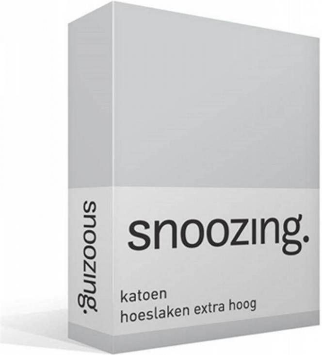 Snoozing Katoen Extra Hoog Hoeslaken 140x200 Grijs