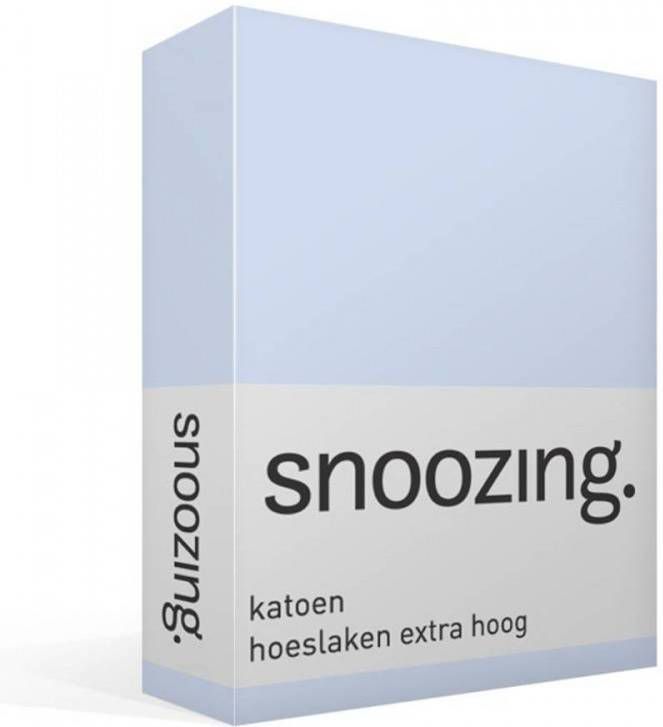 Snoozing Katoen Extra Hoog Hoeslaken 90x210 Hemel