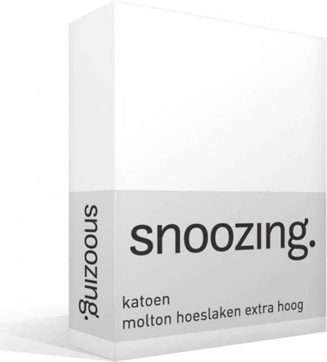 Snoozing Katoen Molton Hoeslaken Extra Hoog 100% Katoen Lits jumeaux(180x200 Cm) Wit