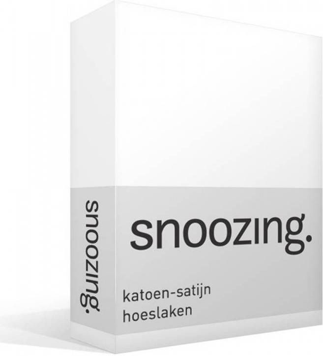 Snoozing Katoen satijn Hoeslaken 160x200 Wit