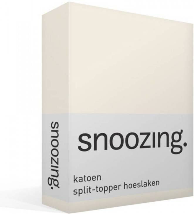 Snoozing Katoen Split topper Hoeslaken Tweepersoons 140x200 Cm Ivoor
